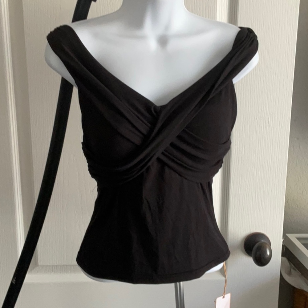 OGL Black Draped Tank Top